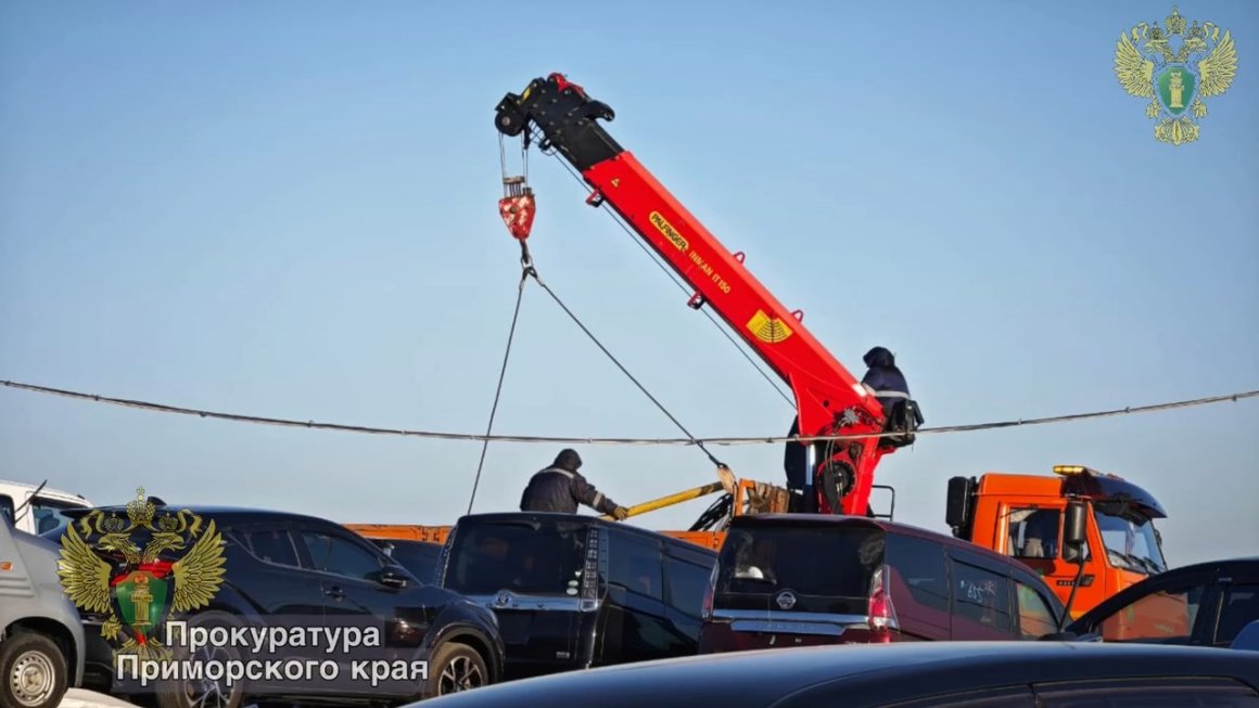 Силовики массово увозят автомобили с авторынка на «Зелёнке» во Владивостоке
